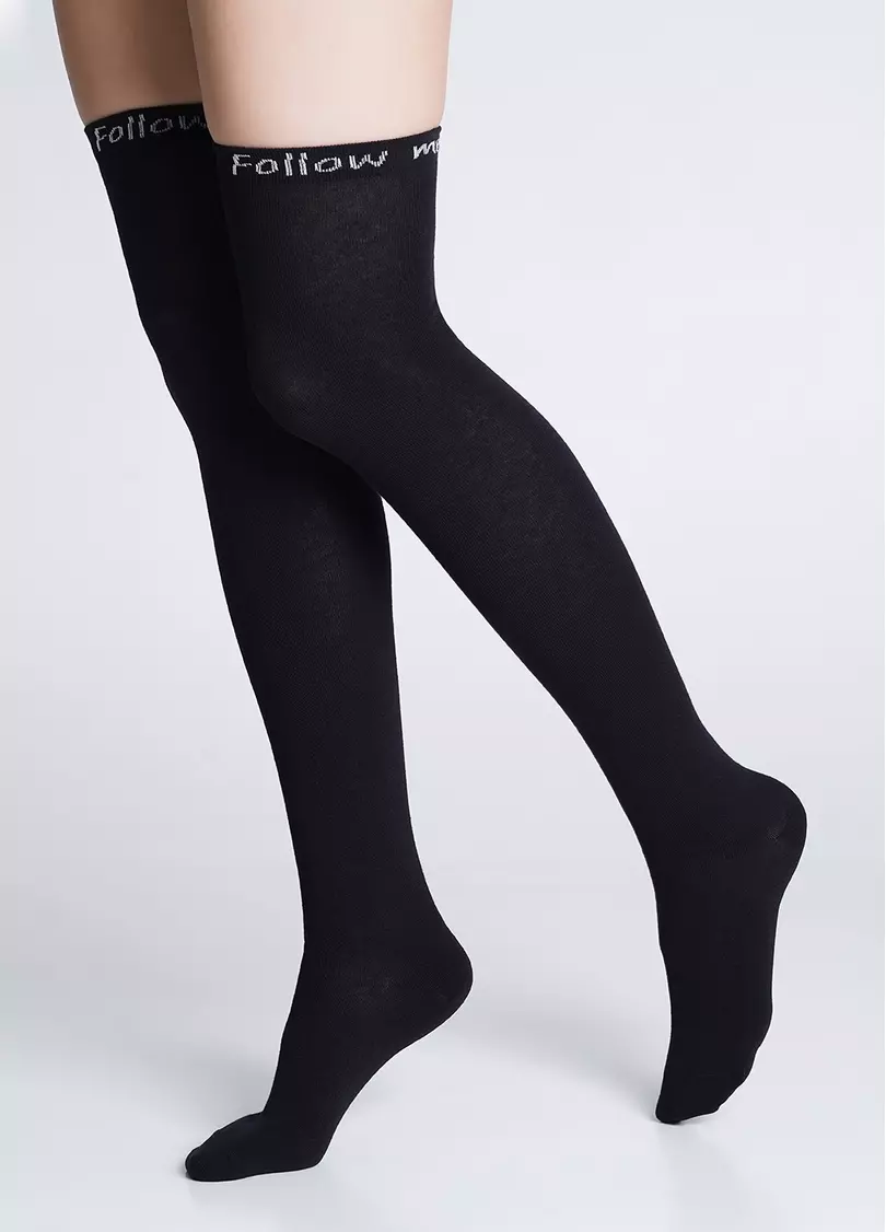 Гольфины хлопковые с надписью "Follow me" WB1 FASHION 010 black (черный)