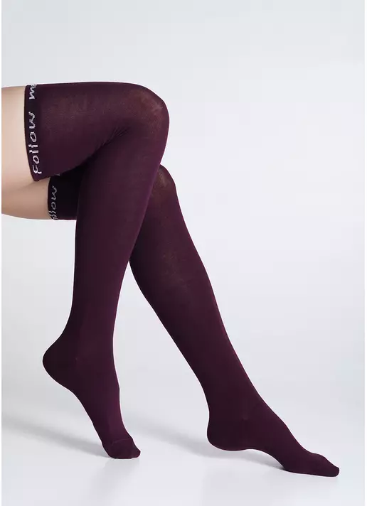 Гольфіни бавовняні з написом "Follow me" WB1 FASHION 010 vintage grape (фіолетовий)