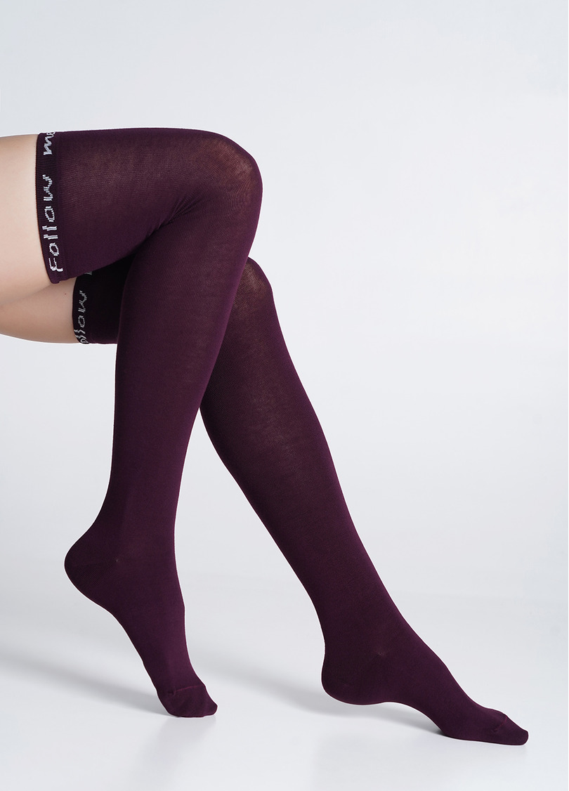 Гольфины хлопковые с надписью "Follow me" WB1 FASHION 010 vintage grape (фиолетовый)