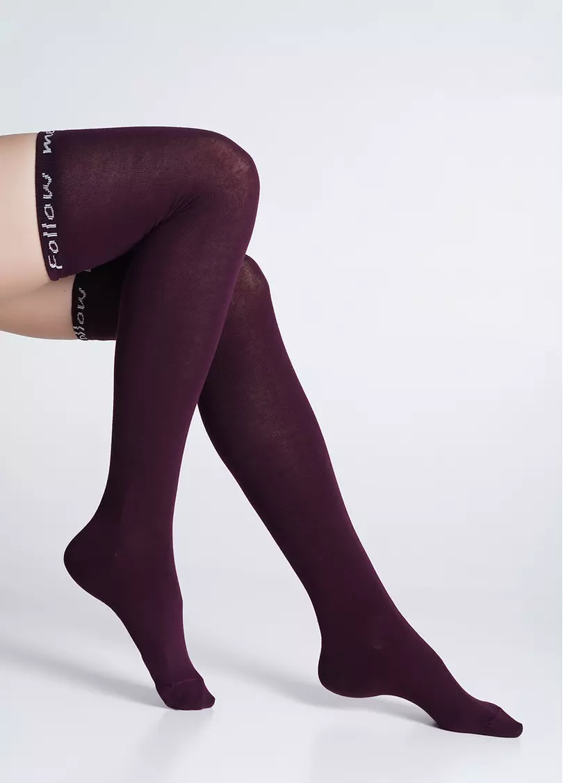 Гольфины хлопковые с надписью "Follow me" WB1 FASHION 010 vintage grape (фиолетовый)