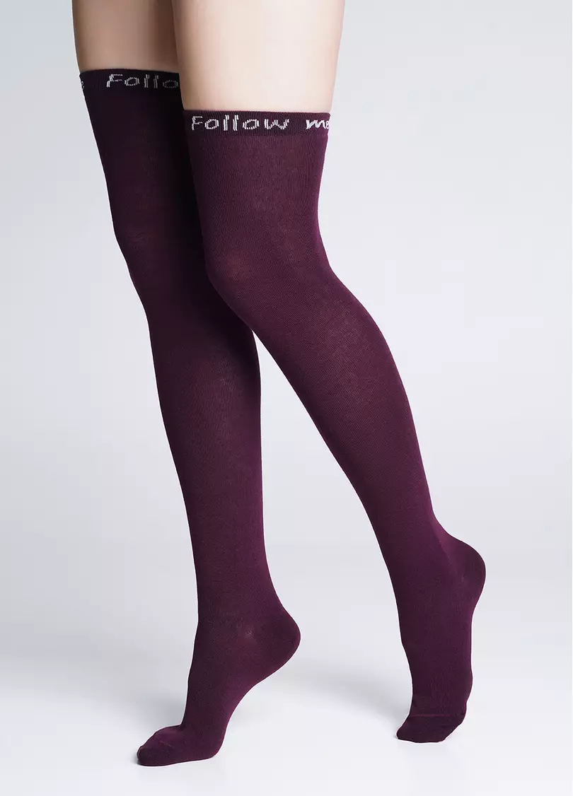 Гольфины хлопковые с надписью "Follow me" WB1 FASHION 010 vintage grape (фиолетовый)