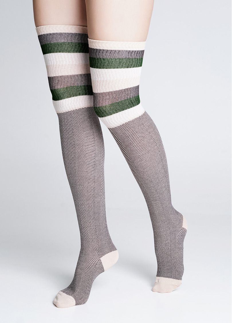 Хлопковые гольфины с плетением "елочка" WB1 FASHION STRONG 003 powder puff (бежевый)