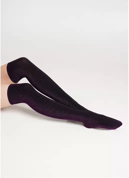 Блискучі ботфорти гольфи WB1 LUREX  PA 001 black/shiny pink metallic (чорний)