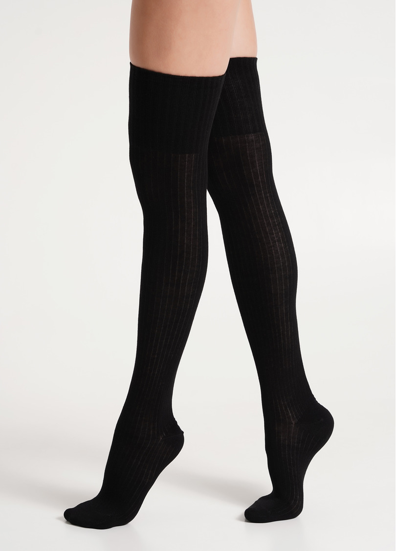 Хлопковые гольфины в рубчик WB1 STRONG RIB CLASSIC black (черный)