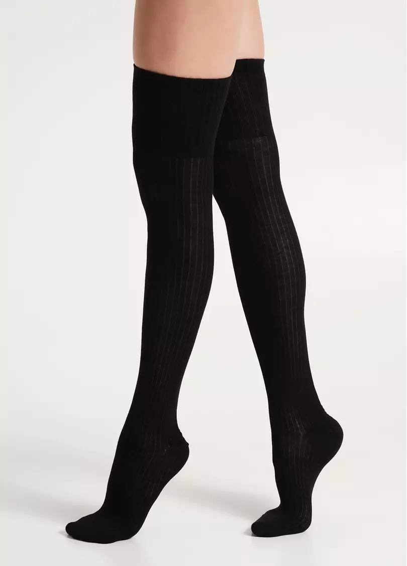 Бавовняні гольфіни в рубчик WB1 STRONG RIB CLASSIC black (чорний)