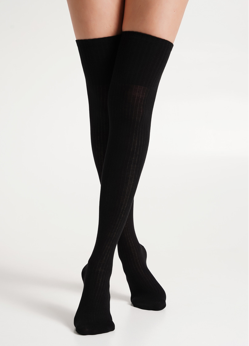 Хлопковые гольфины в рубчик WB1 STRONG RIB CLASSIC black (черный)