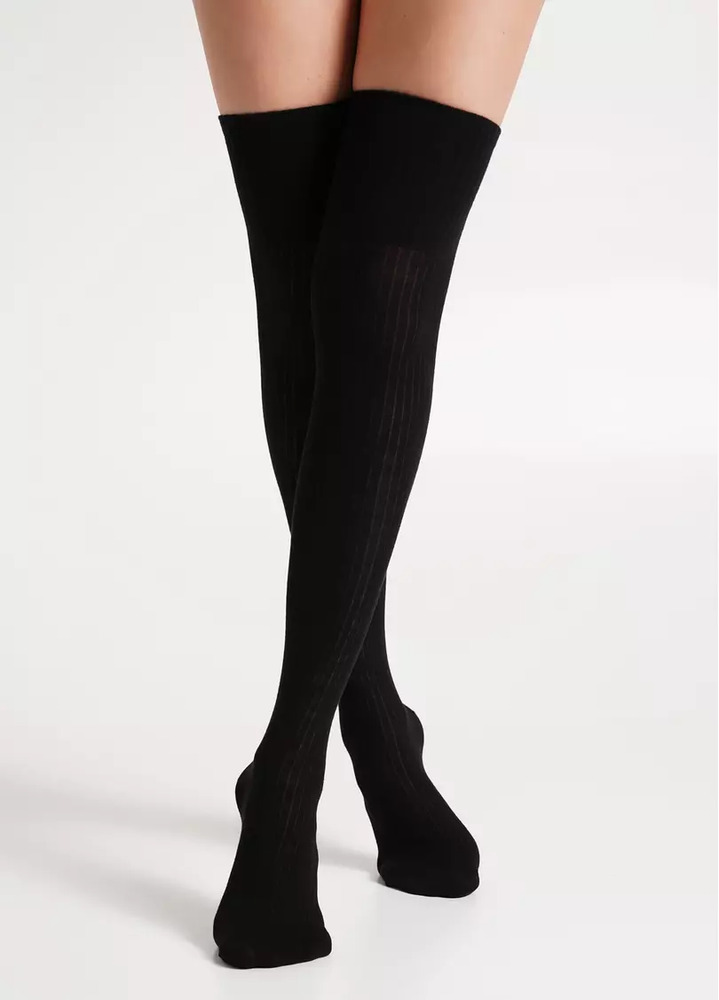 Бавовняні гольфіни в рубчик WB1 STRONG RIB CLASSIC black (чорний)