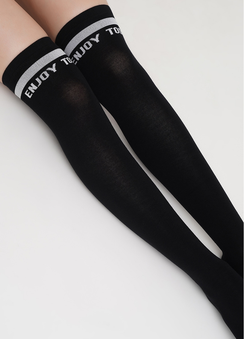 Хлопковые гольфины с контрастной надписью WB1 TEXT 001 (черный)