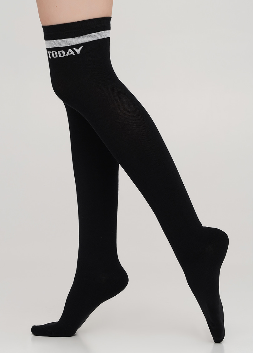 Хлопковые гольфины с контрастной надписью WB1 TEXT 001 (черный)