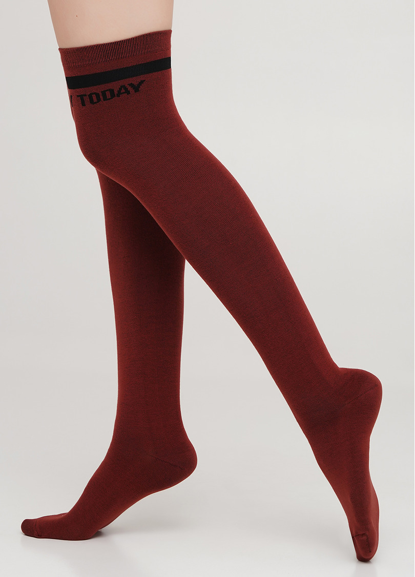 Хлопковые гольфины с контрастной надписью WB1 TEXT 001 (красно-коричневый)