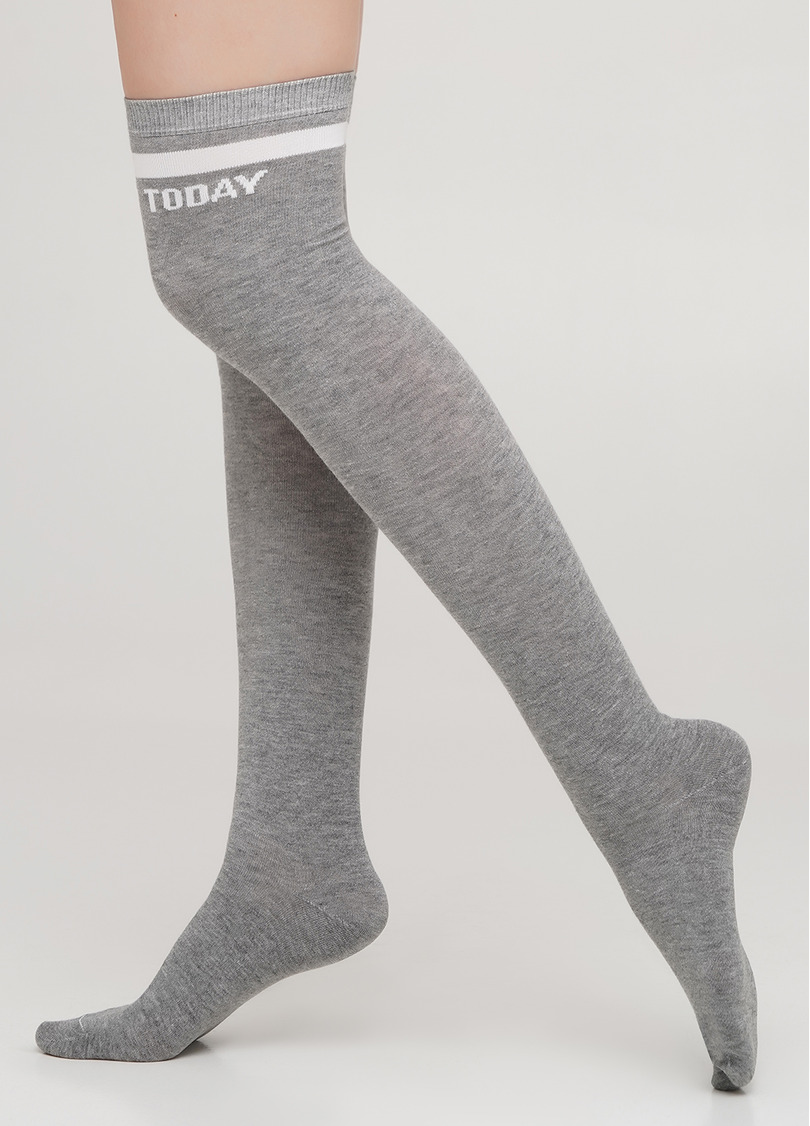 Хлопковые гольфины с контрастной надписью WB1 TEXT 001 (светло-серый)