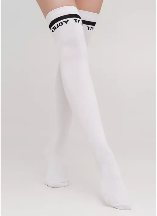 Хлопковые гольфины с контрастной надписью WB1 TEXT 001 (белый)