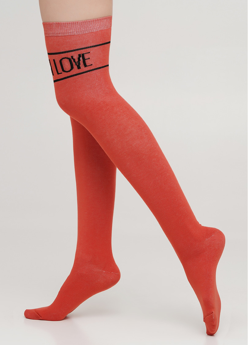 Гольфины из хлопка с надписью над коленом WB1 TEXT 002 (терракотовый)