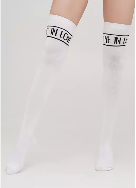 Гольфины из хлопка с надписью над коленом WB1 TEXT 002 (белый)