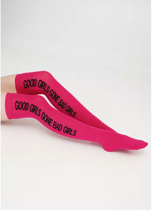 Бавовняні гольфіни з написом на боковій частині WB1 TEXT 004 fuxia (фуксія)