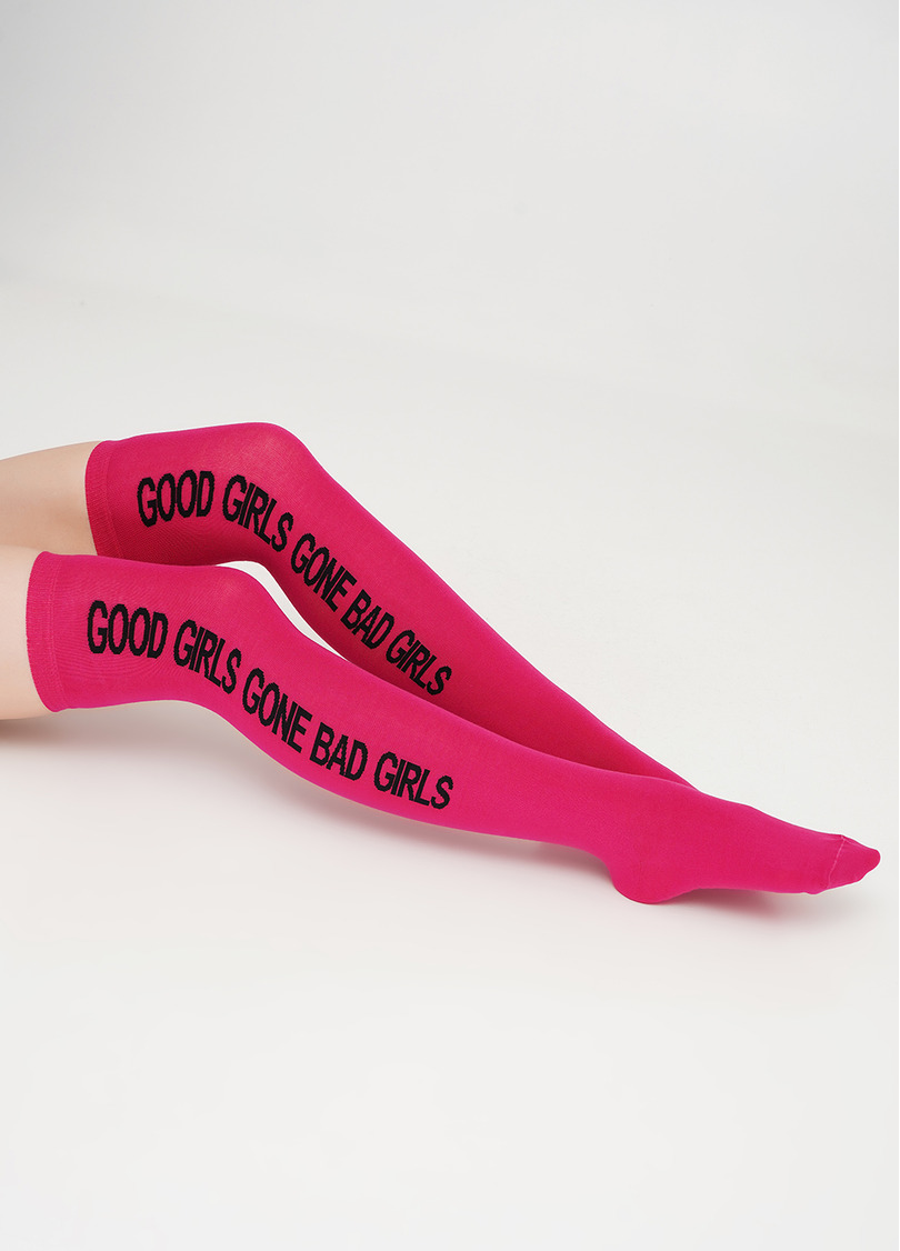 Хлопковые гольфины с надписью на боковой части WB1 TEXT 004 fuxia (фуксия)