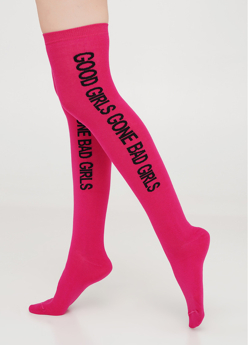 Хлопковые гольфины с надписью на боковой части WB1 TEXT 004 fuxia (фуксия)