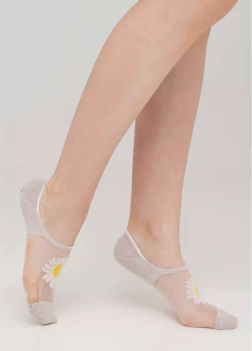 Жіночі підслідники з ромашками на прозорій вставці WF1 CRISTAL 002 (бежевий)