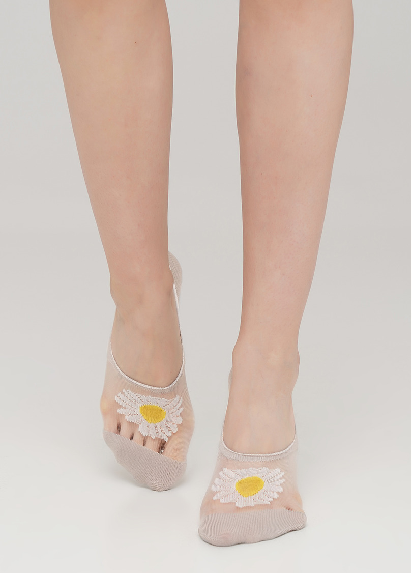 Жіночі підслідники з ромашками на прозорій вставці WF1 CRISTAL 002 (бежевий)