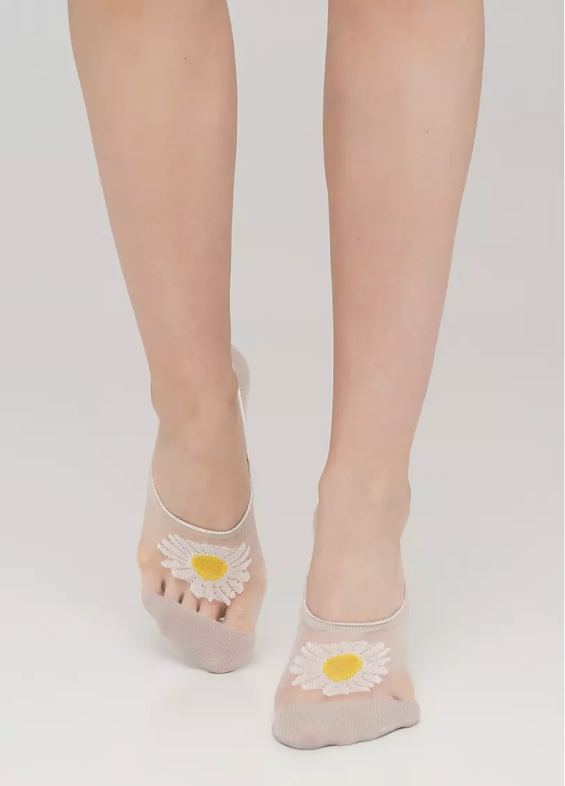 Жіночі підслідники з ромашками на прозорій вставці WF1 CRISTAL 002 (бежевий)