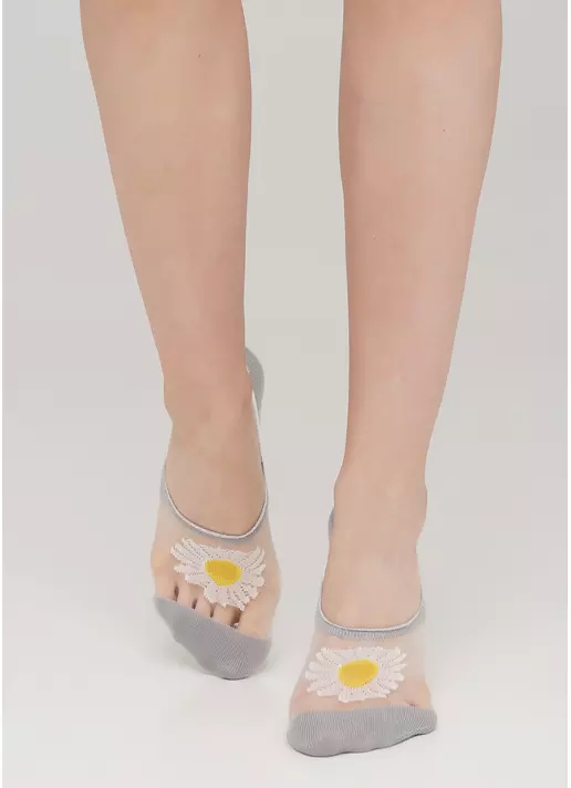 Жіночі підслідники з ромашками на прозорій вставці WF1 CRISTAL 002 (сірий)
