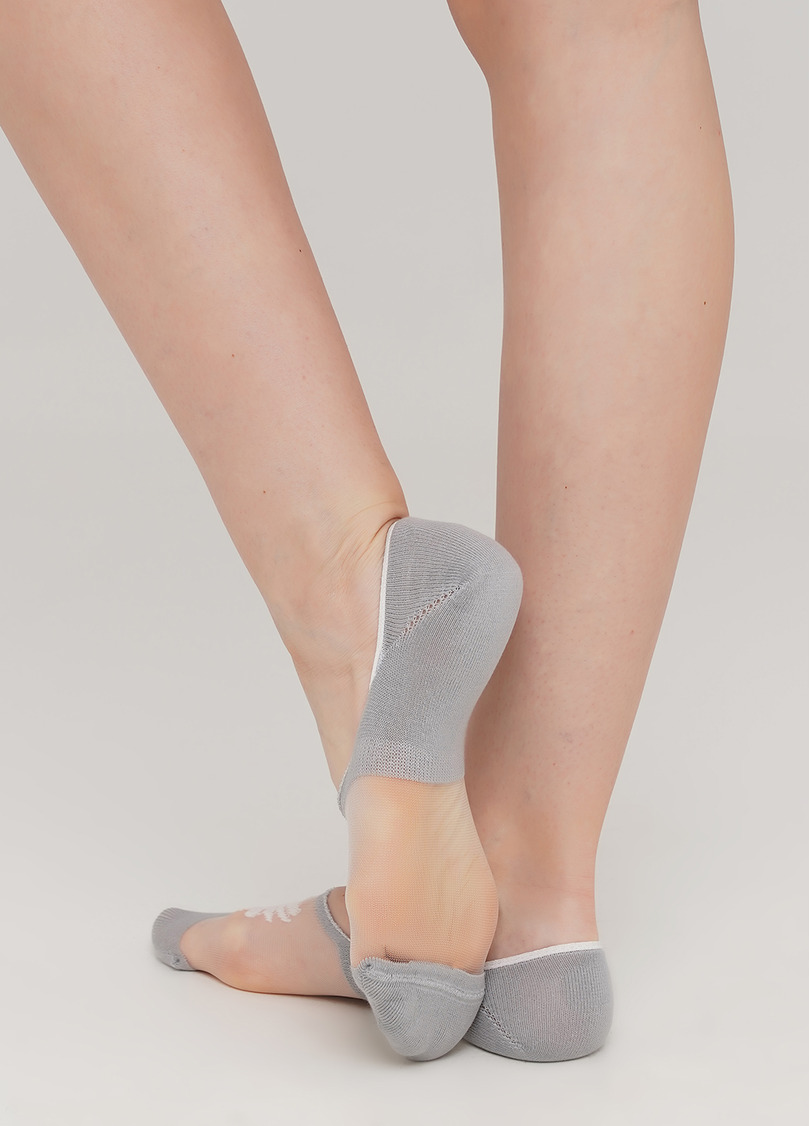 Жіночі підслідники з ромашками на прозорій вставці WF1 CRISTAL 002 (сірий)