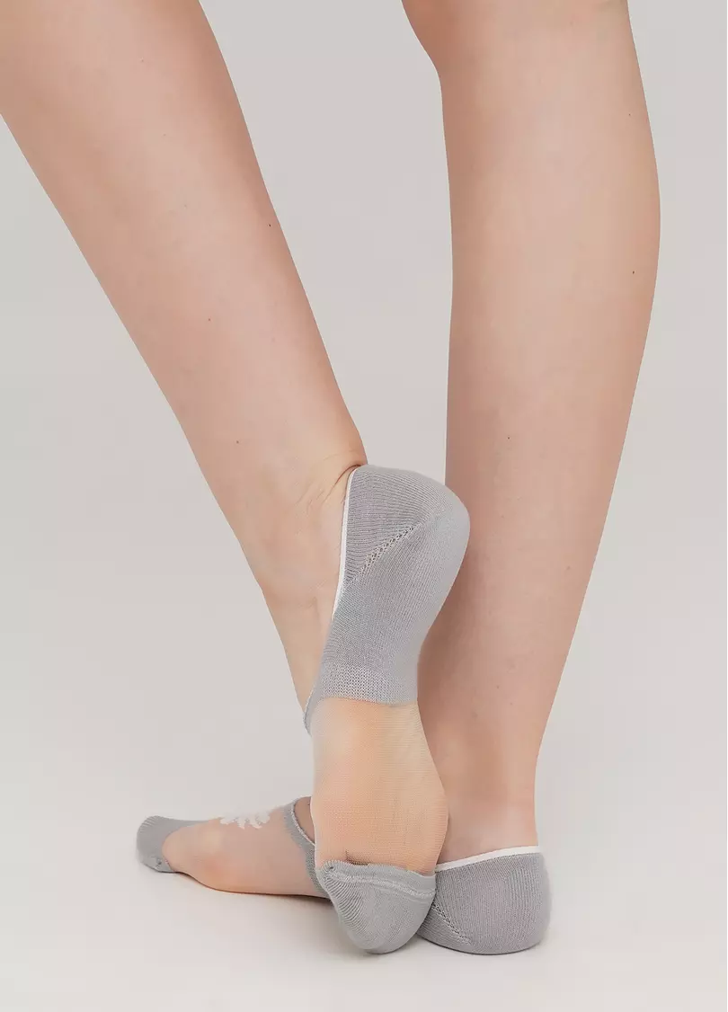 Жіночі підслідники з ромашками на прозорій вставці WF1 CRISTAL 002 (сірий)