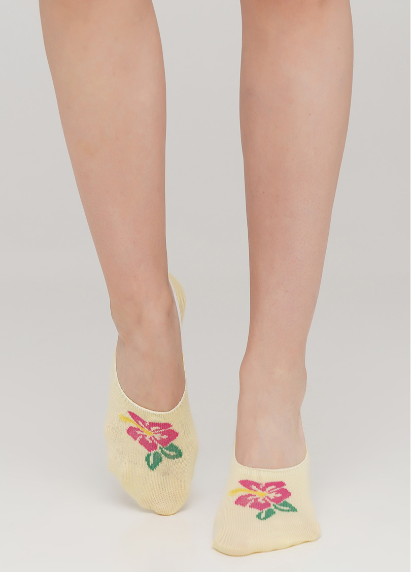 Женские подследники из хлопка с рисунком WF1 TROPIC 001 (желтый)