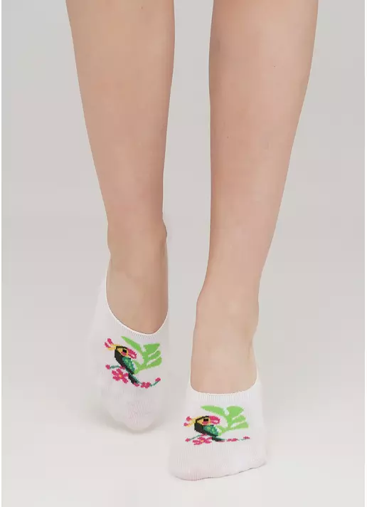 Жіночі шкарпетки сліди з малюнком WF1 TROPIC 002 (білий)