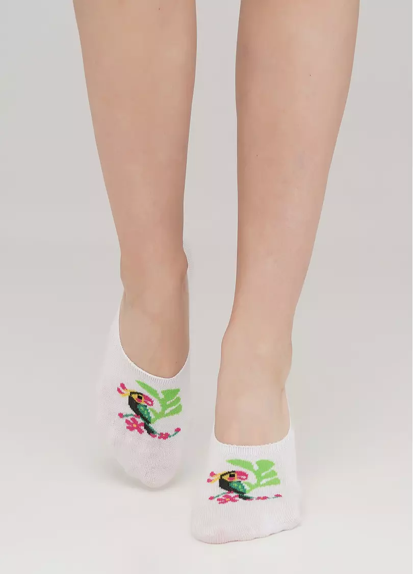 Женские носки следы с рисунком WF1 TROPIC 002 (белый)