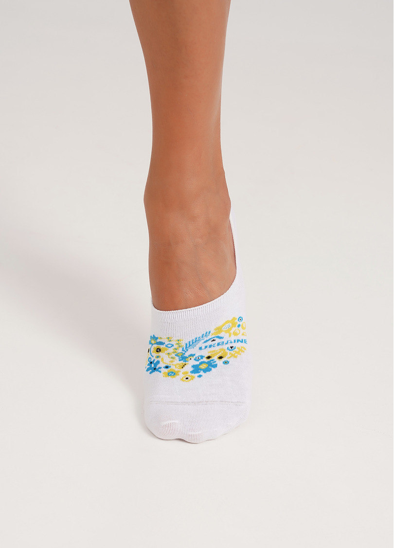 Подследники хлопковые с надписью Ukraine в цветочном орнаменте WF1 UKR 002 white (белый)