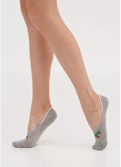 Слідки бавовняні з малюнком жолудів WF1 UKR 2402 light grey melange (сірий)