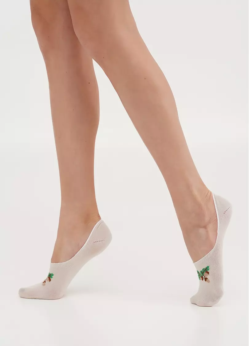 Слідки бавовняні з малюнком жолудів WF1 UKR 2402 panna (бежевий)