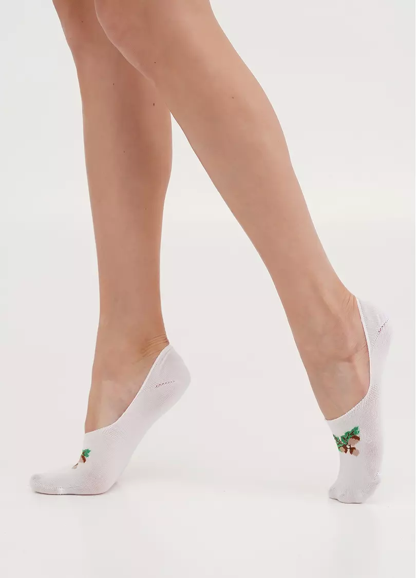 Слідки бавовняні з малюнком жолудів WF1 UKR 2402 white (білий)