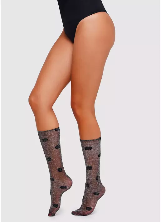 Блестящие гольфы в горох WG1 CRISTAL LUREX PA 001 [WGP/MnLx-001] nero (черный)