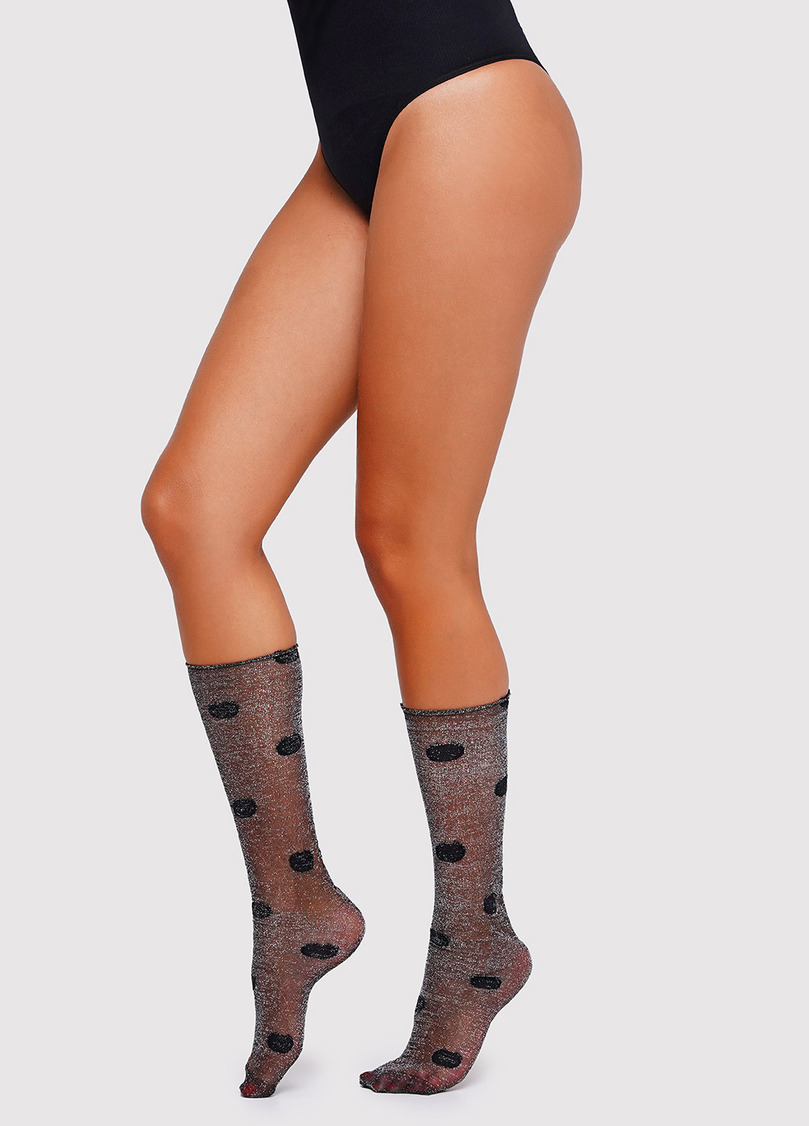 Блискучі гольфи в горох WG1 CRISTAL LUREX PA 001 [WGP/MnLx-001] nero (чорний)