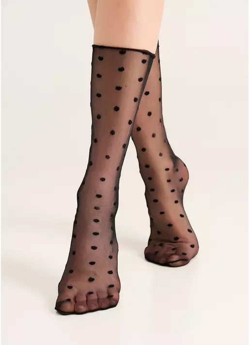 Прозорі гольфи в горошок WG1 CRISTAL PA 002 nero (чорний)