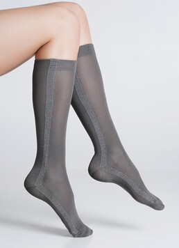 Гольфи з мікрофібри з блискучим орнаментом WG1 FASHION LUREX PA 001 grey/fumo metallic (сірий)