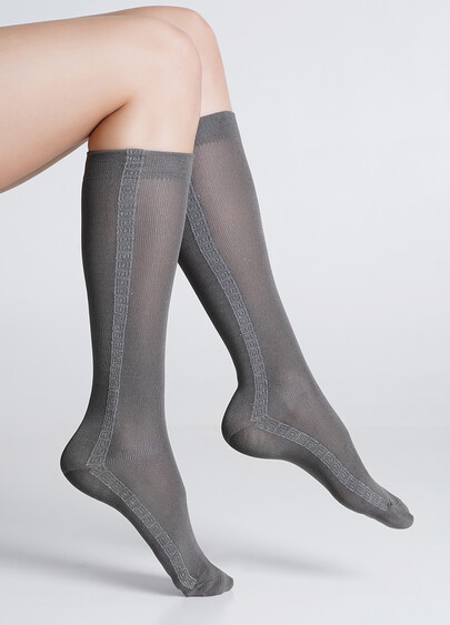 Гольфи з мікрофібри з блискучим орнаментом WG1 FASHION LUREX PA 001 grey/fumo metallic (сірий)