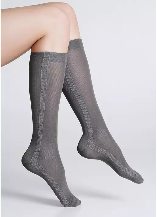 Гольфы из микрофибры с блестящим орнаментом WG1 FASHION LUREX PA 001 grey/fumo metallic (серый)
