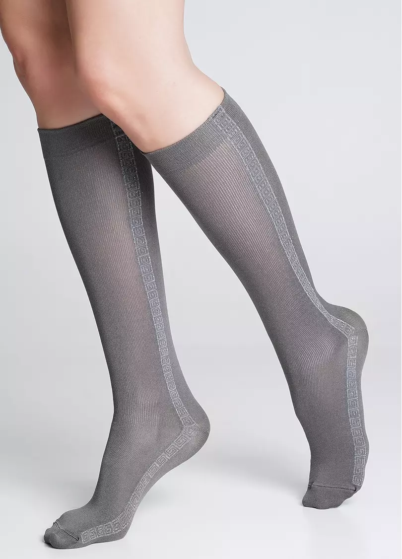 Гольфы из микрофибры с блестящим орнаментом WG1 FASHION LUREX PA 001 grey/fumo metallic (серый)