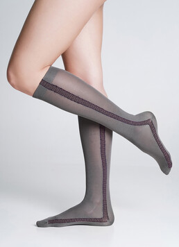 Гольфи з мікрофібри з блискучим орнаментом WG1 FASHION LUREX PA 001 grey/pink metallic (сірий/рожевий)
