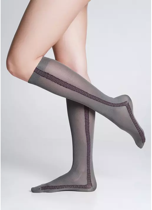 Гольфы из микрофибры с блестящим орнаментом WG1 FASHION LUREX PA 001 grey/pink metallic (серый/розовый)