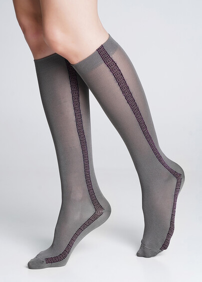 Гольфи з мікрофібри з блискучим орнаментом WG1 FASHION LUREX PA 001 grey/pink metallic (сірий/рожевий)