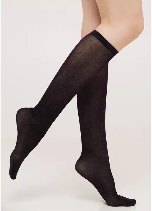 Гольфы с люрексом WG1 LUREX PA 001 shiny pink metallic (черный)