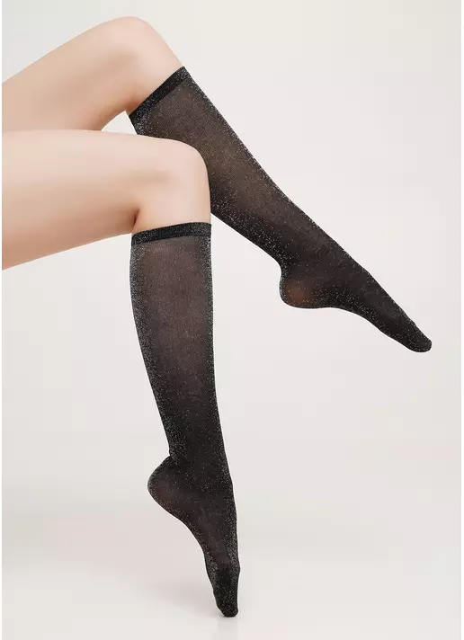 Гольфи з люрексом WG1 LUREX PA 001 silver metallic (чорний)