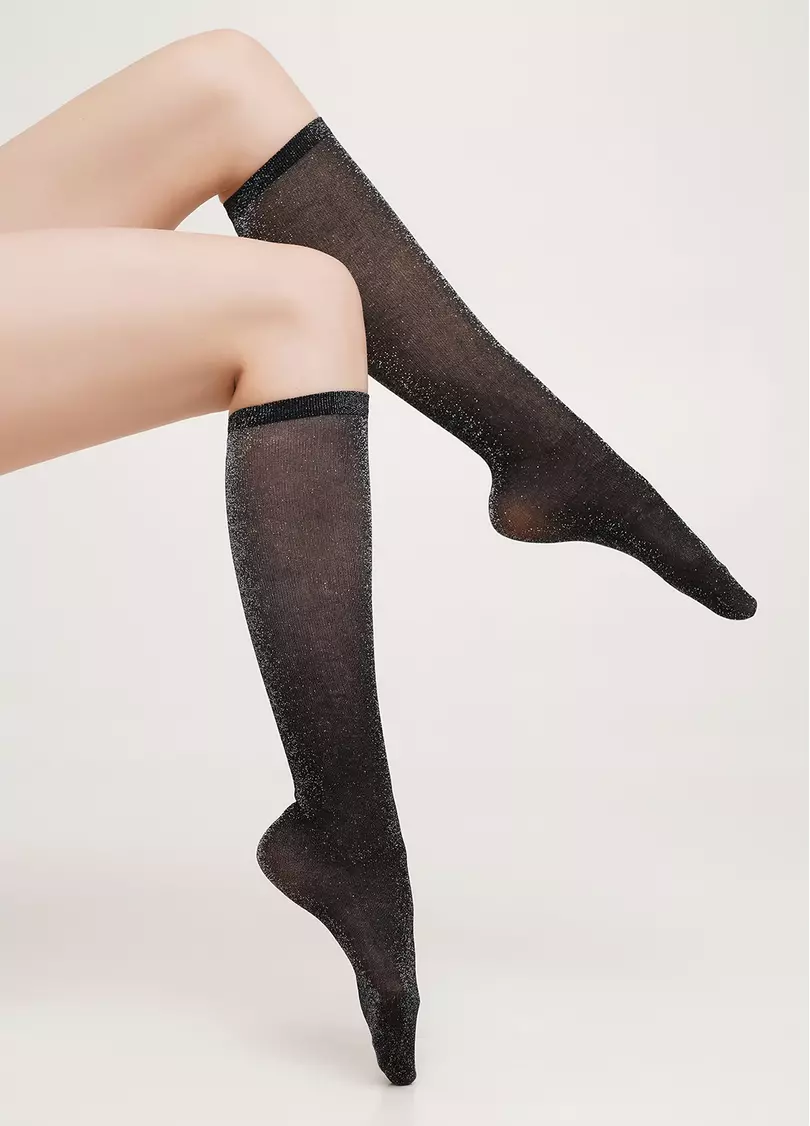 Гольфи з люрексом WG1 LUREX PA 001 silver metallic (чорний)