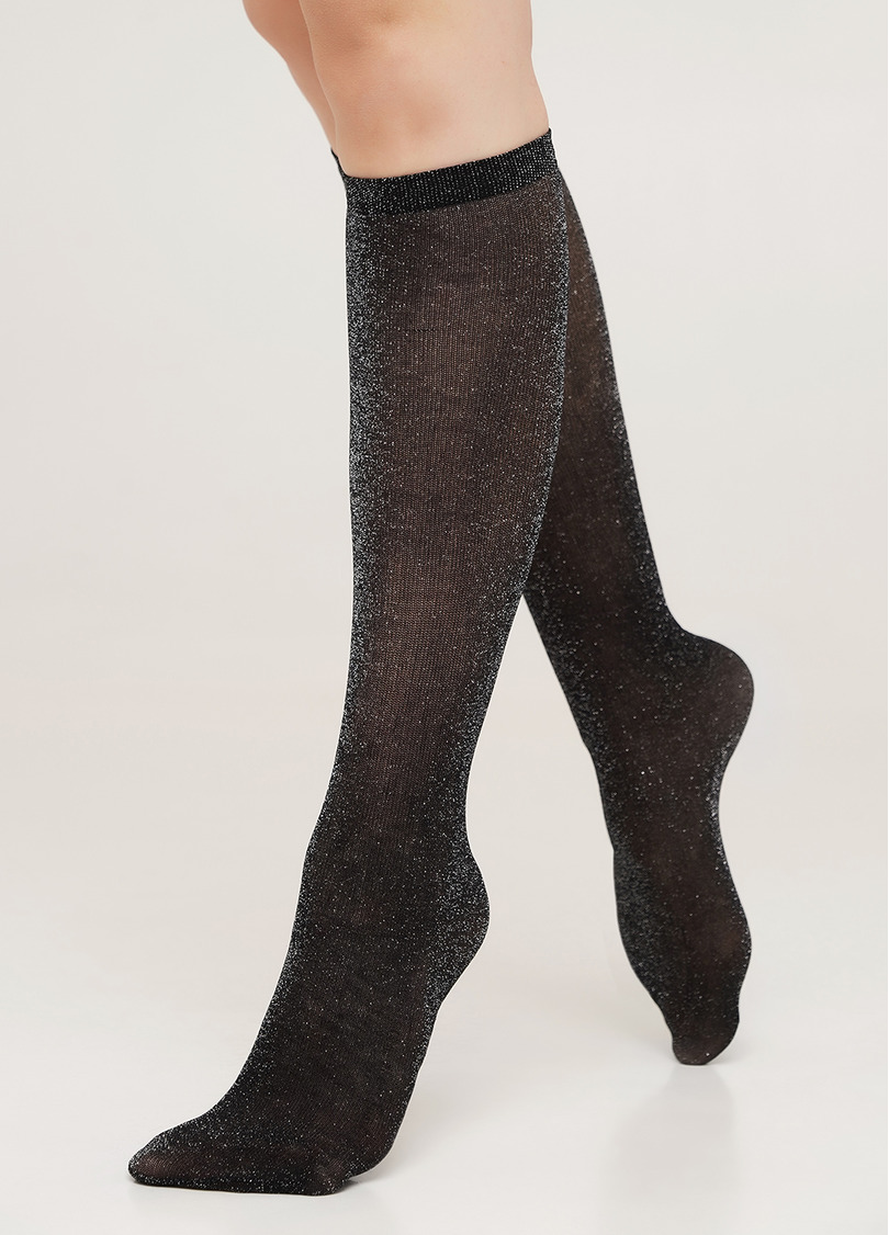 Гольфы с люрексом WG1 LUREX PA 001 silver metallic (черный)