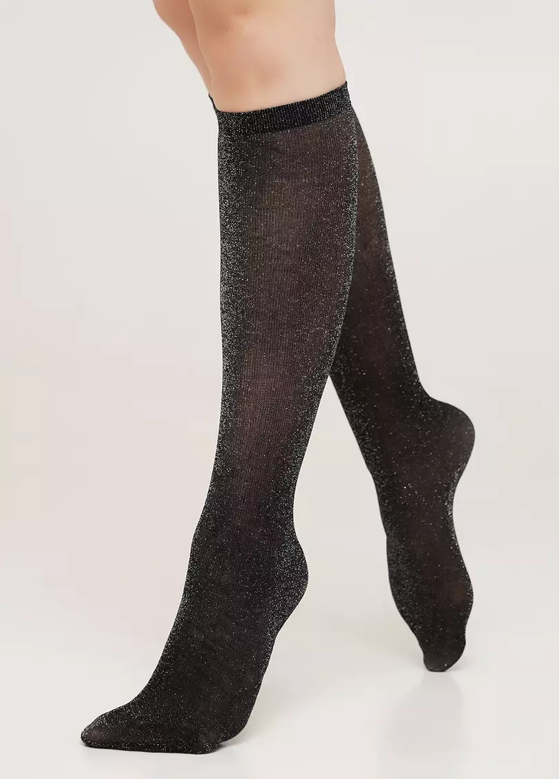 Гольфи з люрексом WG1 LUREX PA 001 silver metallic (чорний)