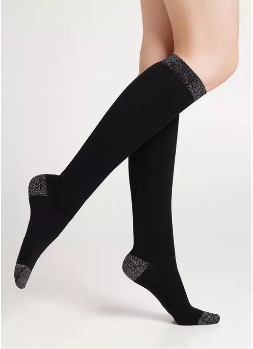 Гольфи в рубчик з люрексом WG1 LUREX RIB 001 black/silver metallic (чорний)